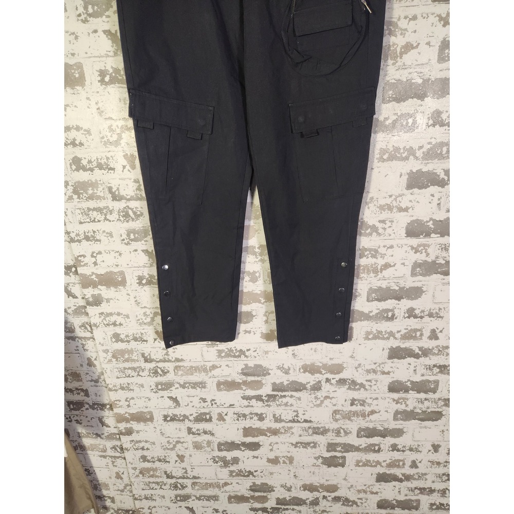 Forever 21 Men Jogger Pants XL Black Cargo Snap Button Ankle Athleisure Comfort - Picture 3 of 16